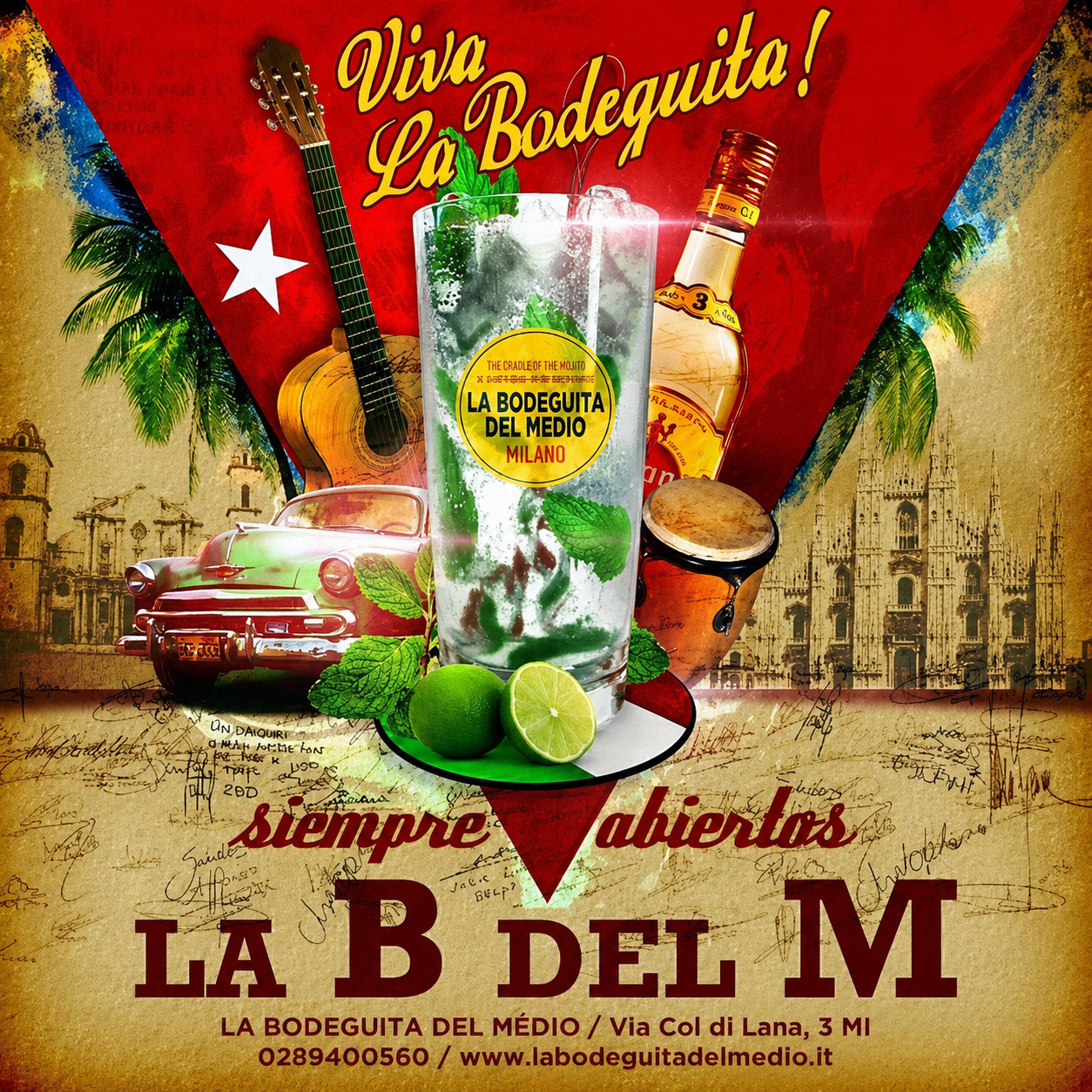 Ambiente alrededor de la barra histórica de la Bodeguita
